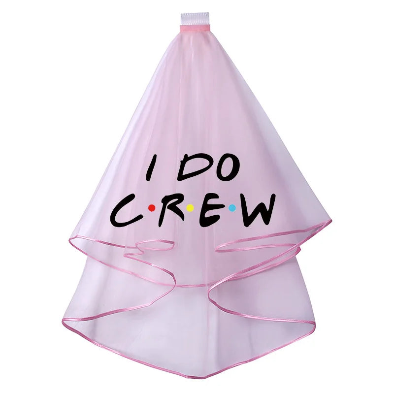 Friends Themed Bachelorette Veil & Party Props | Bridal Shower Bachelorette Party Set Peaceful Pleasures Health and Wellness i do crew veil