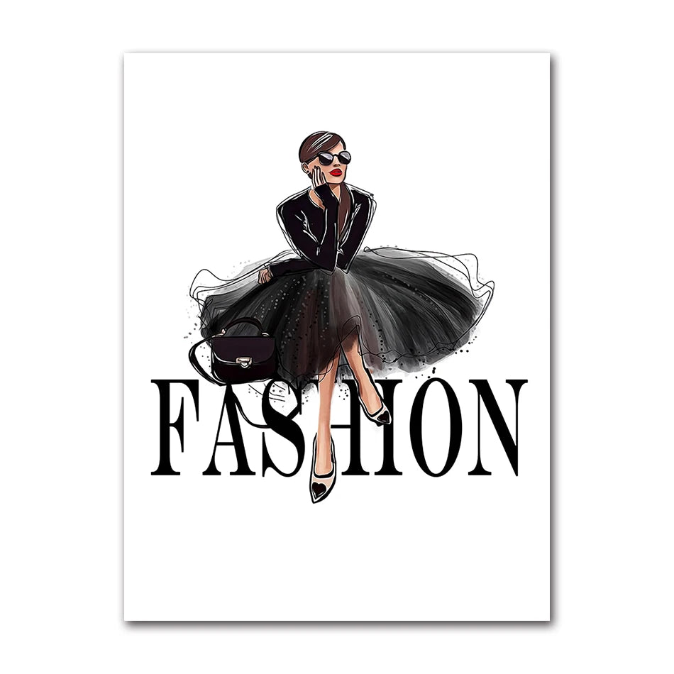 Nordic Canvas Wall Art – Black Dress & Perfume Flower Print Canvas Wall Art Print Peaceful Pleasures Health and Wellness A0207-02 40x50cm Unframed