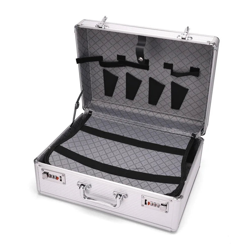Large Capacity Barber Beauty Tools Storage Shockproof Toolbox Safety Box with Lock Salon Hairdresser Styling Toolbox Supplies Peaceful Pleasures Health and Wellness white CN