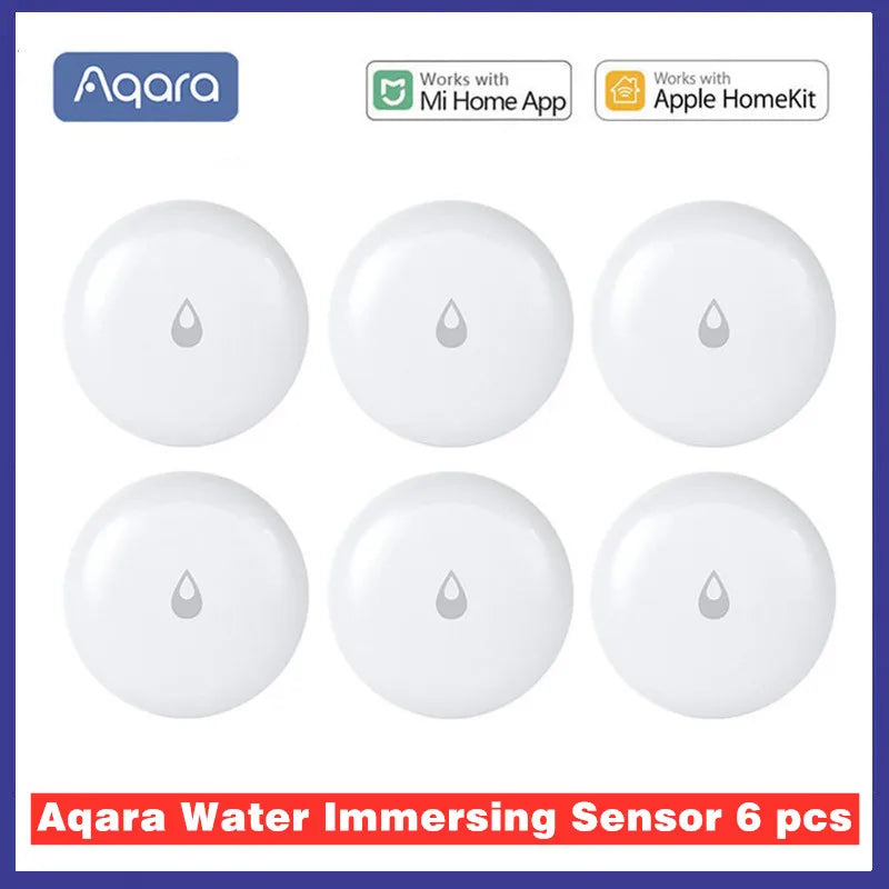 Aqara ZigBee Water Leak Sensor Water Immersing Floor Detector Alarm Security Soaking Sensor For Xiaomi Mi Home Homekit APP Peaceful Pleasures Health and Wellness Water Sensor 6 Pcs