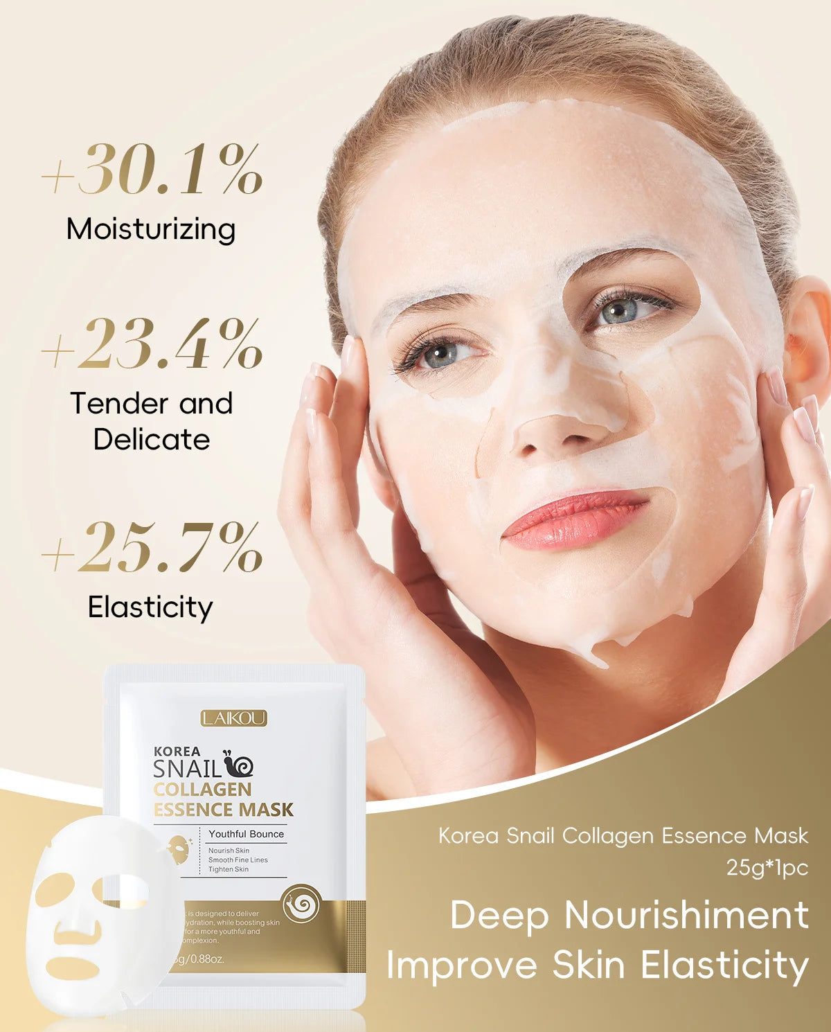 Snail Anti-aging Cream Collagen Remover Wrinkle Fade Fine Lines Repair Face Damaged Lift Firm Smooth Bright Whitening Skin Care Peaceful Pleasures Health and Wellness 25g-1pc