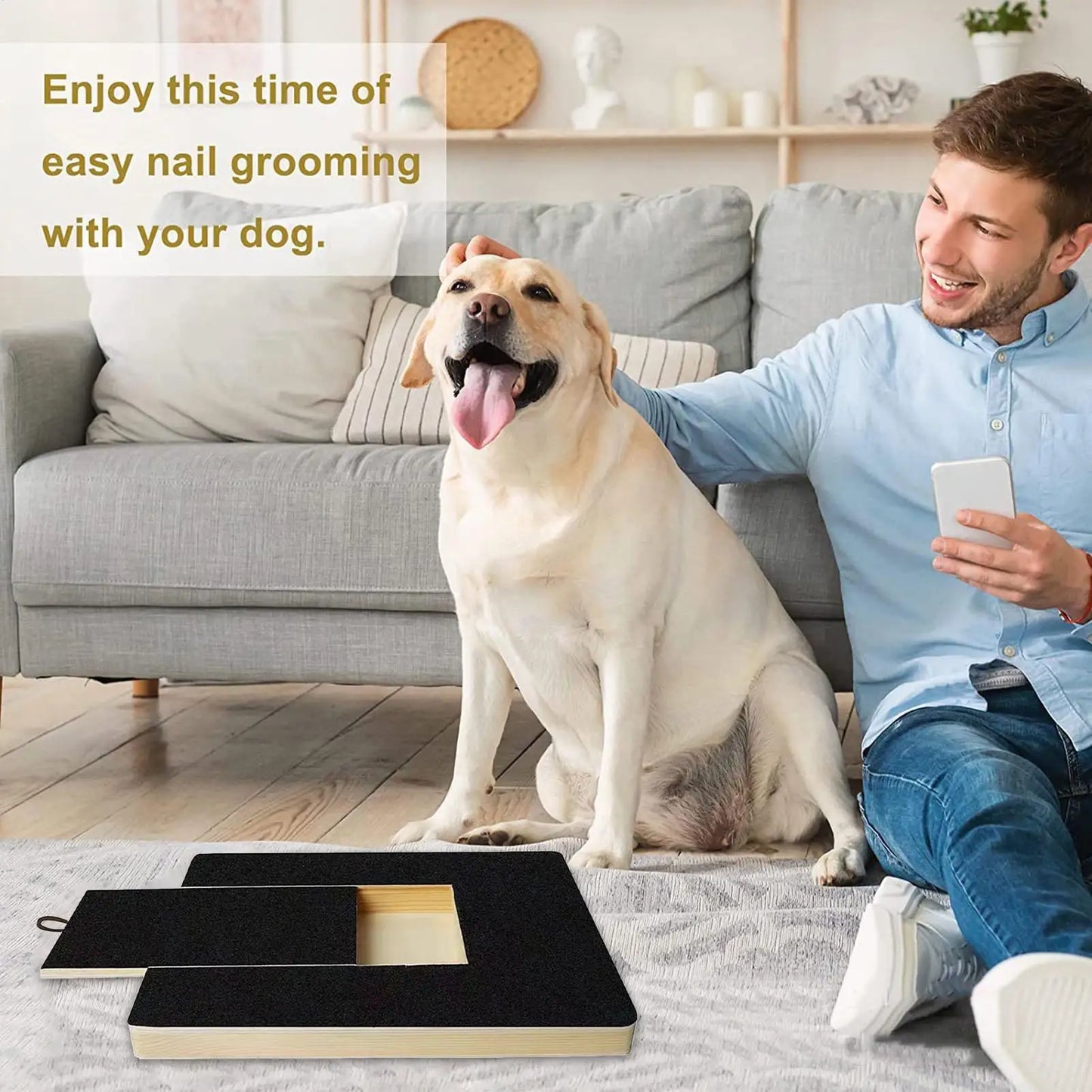 Wooden Dog Nail Scratch Board | Sandpaper File Pad for Dogs