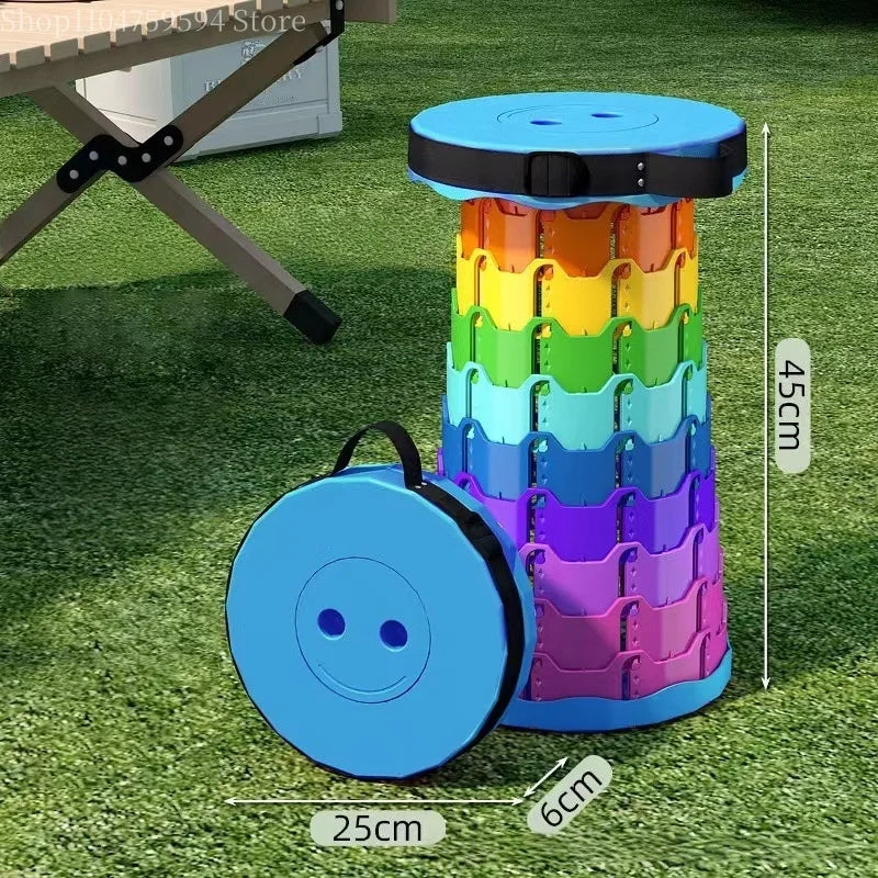 Contraction folding chair - Adjustable telescopic design, portable outdoor fishing chair, suitable for travel use, lightweight Peaceful Pleasures Health and Wellness Rainbow