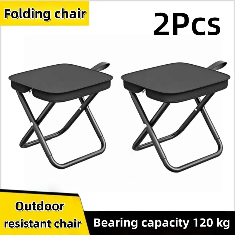 Outdoor camping folding pencil case, small stool, pocket stool, portable fishing stool, parking lot travel leisure handbag chair Peaceful Pleasures Health and Wellness black 2pcs