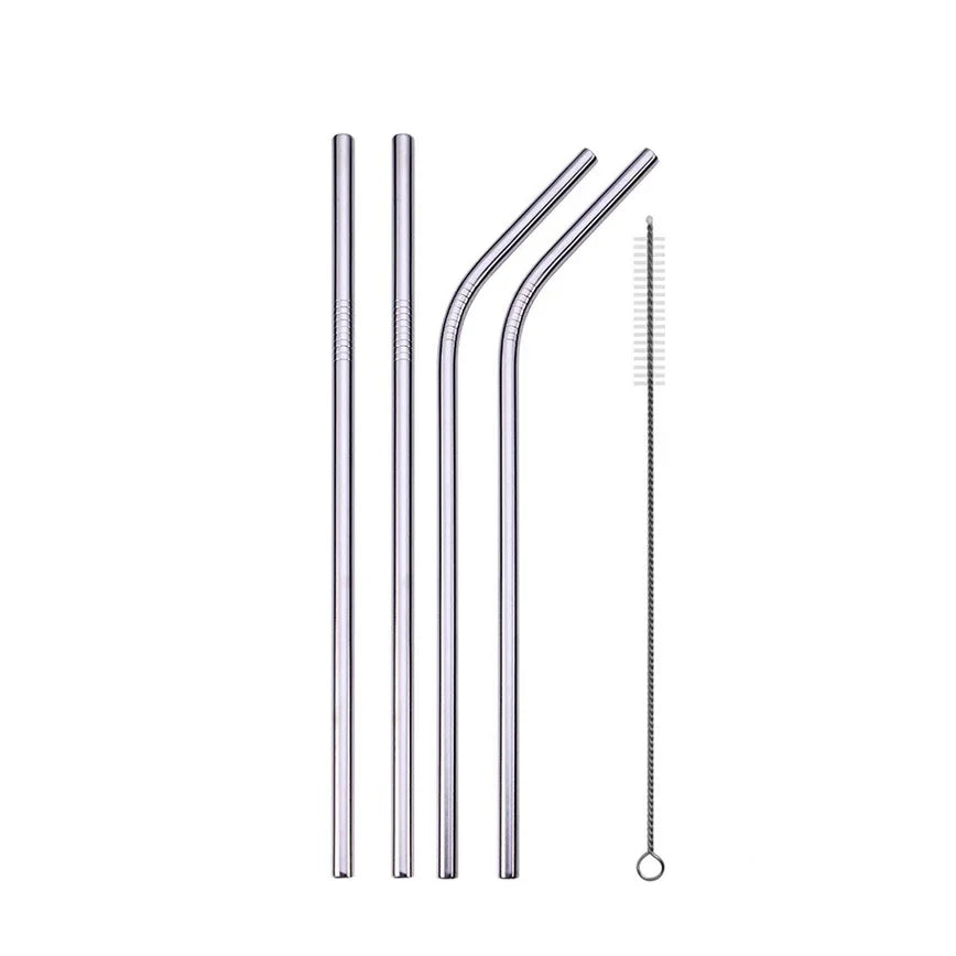 Reusable Drinking Straw 304 Stainless Steel Straws Straight Bent Metal Straw with Cleaner Brush Pouch Wholesale Peaceful Pleasures Health and Wellness A