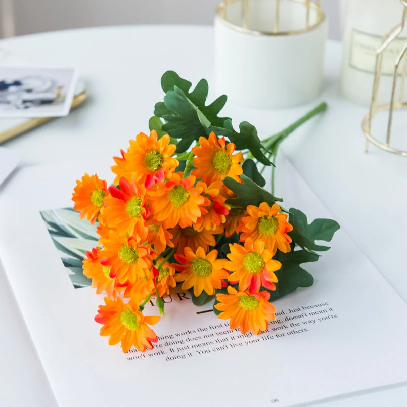 21-Head Silk Daisy Bouquet | Artificial Flowers Home & Wedding
