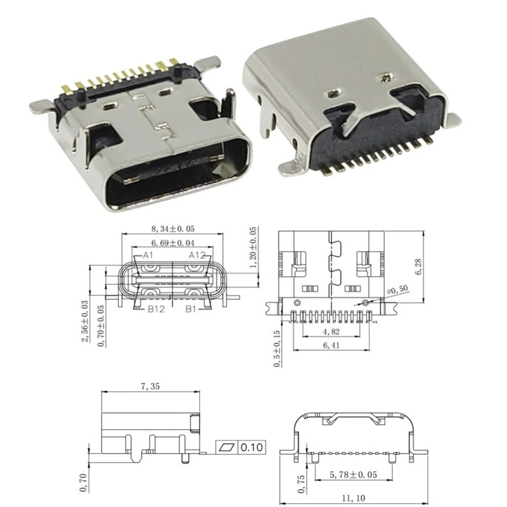 100PCS/Box 10Models Type-C USB Charging Dock Connectors Mix 6Pin and 16Pin Use for Phone and Digital Product Repair kit Peaceful Pleasures Health and Wellness