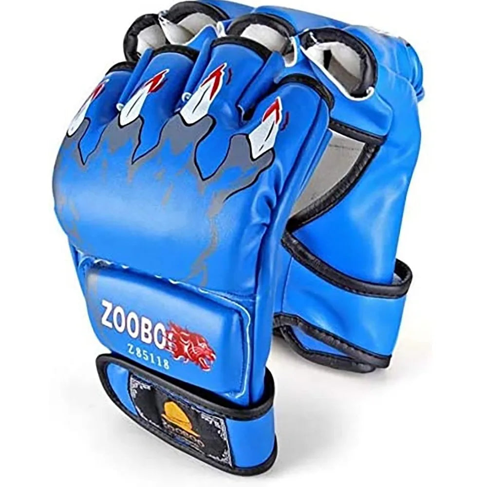 MMA Gloves Half-Finger for Men/Women for UFC Boxing Training Muay Thai Sparring Punching Bag Sanda Professional Fighting Mitts Peaceful Pleasures Health and Wellness Blue