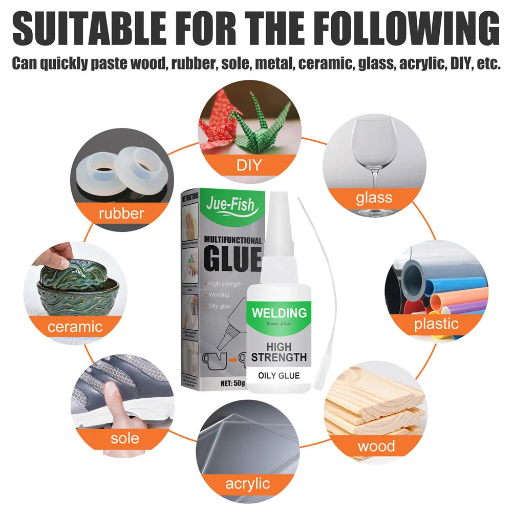 Strong Oily Glue Welding Agent Quick Dry Durable Acrylate Adhesive Glue for Household Metal Glass Surface Peaceful Pleasures Health and Wellness
