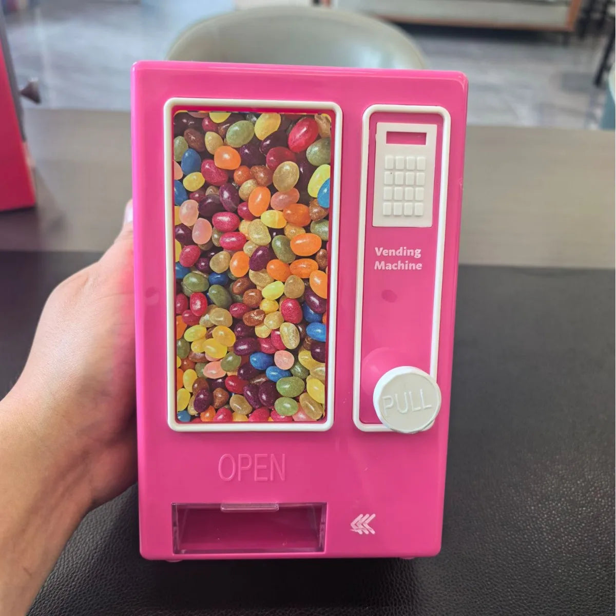 Creativity MM Bean Chocolate Bean Rainbow Candy Machine Mini Bean Machine M Bean Storage Can Children's Ornament Practical Toys Peaceful Pleasures Health and Wellness Pink