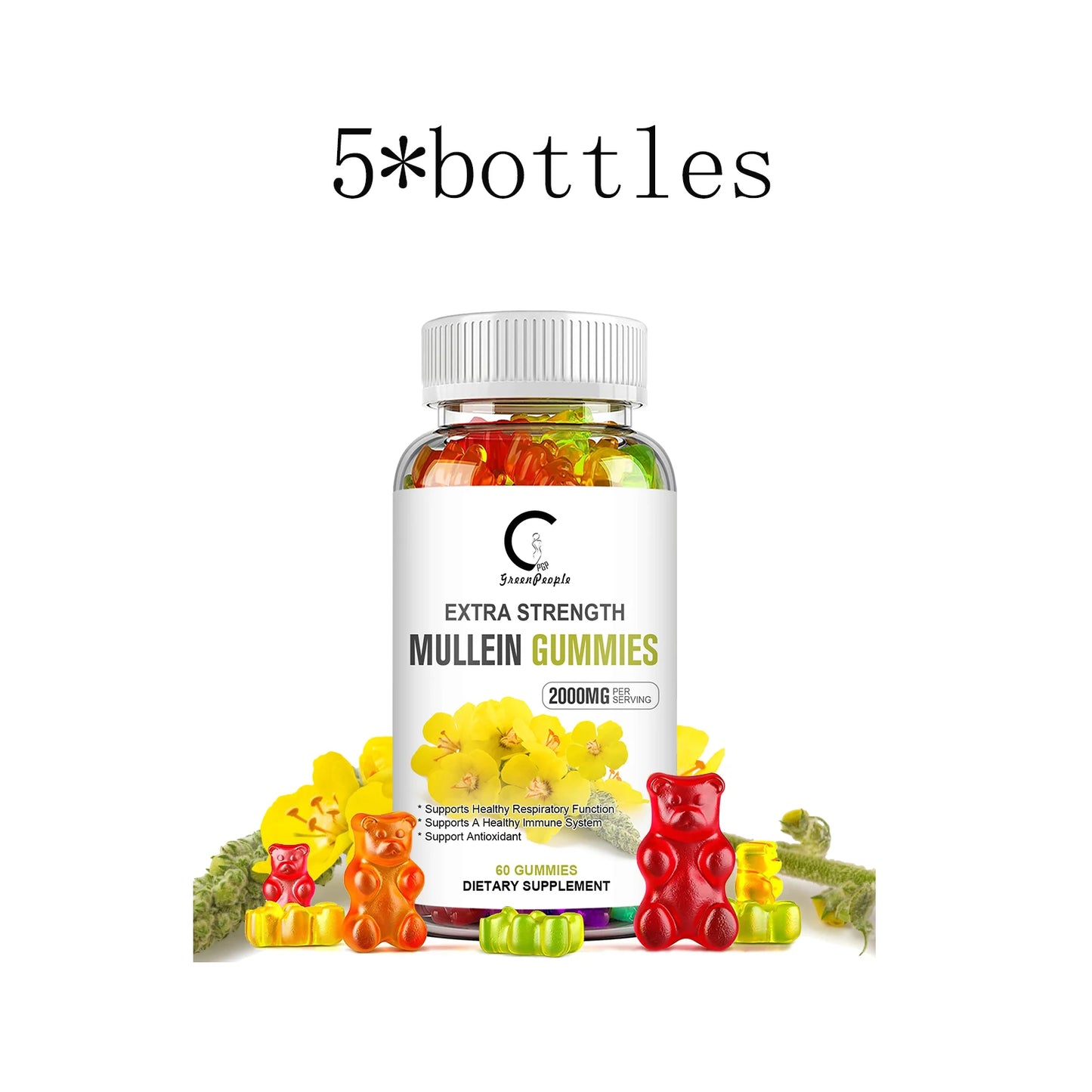 Mullein Leaf Gummies – Lung Cleanse, Respiratory Support, Deep Sleep & Immune Boost | 60 Count Peaceful Pleasures Health and Wellness