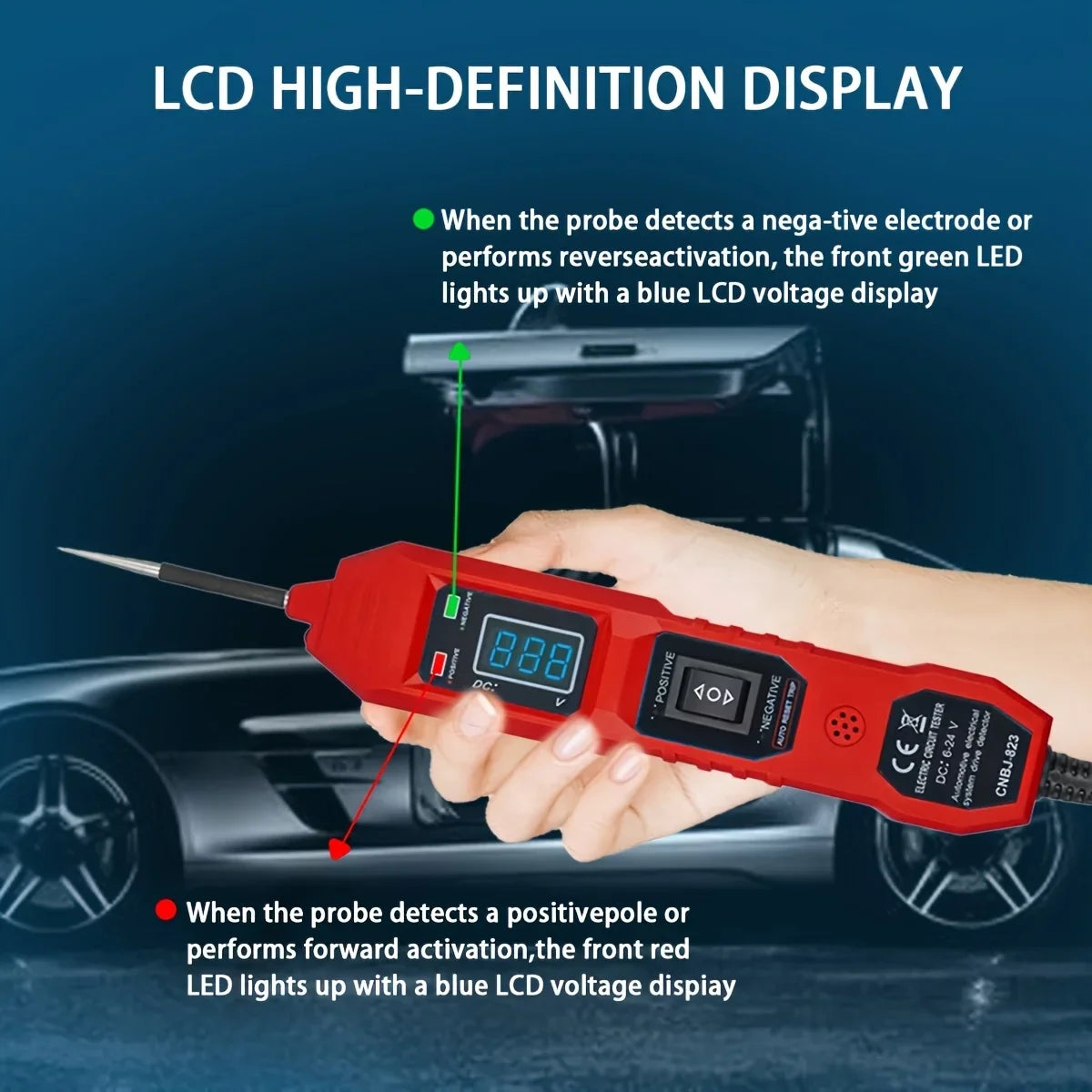 Smart Car Circuit Tester 823 | LED Voltage | 3.5–36V DC Peaceful Pleasures Health and Wellness Red