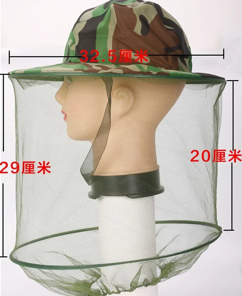 Head Face Protection Veil Mask Hat Bee Bug Insect Anti-mosquito Safety Prevention Head Net Camouflage Beekeeping Hat Peaceful Pleasures Health and Wellness