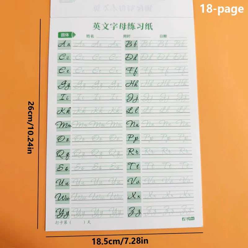 18-Page Cursive English Calligraphy Learning Book Letter Handwriting