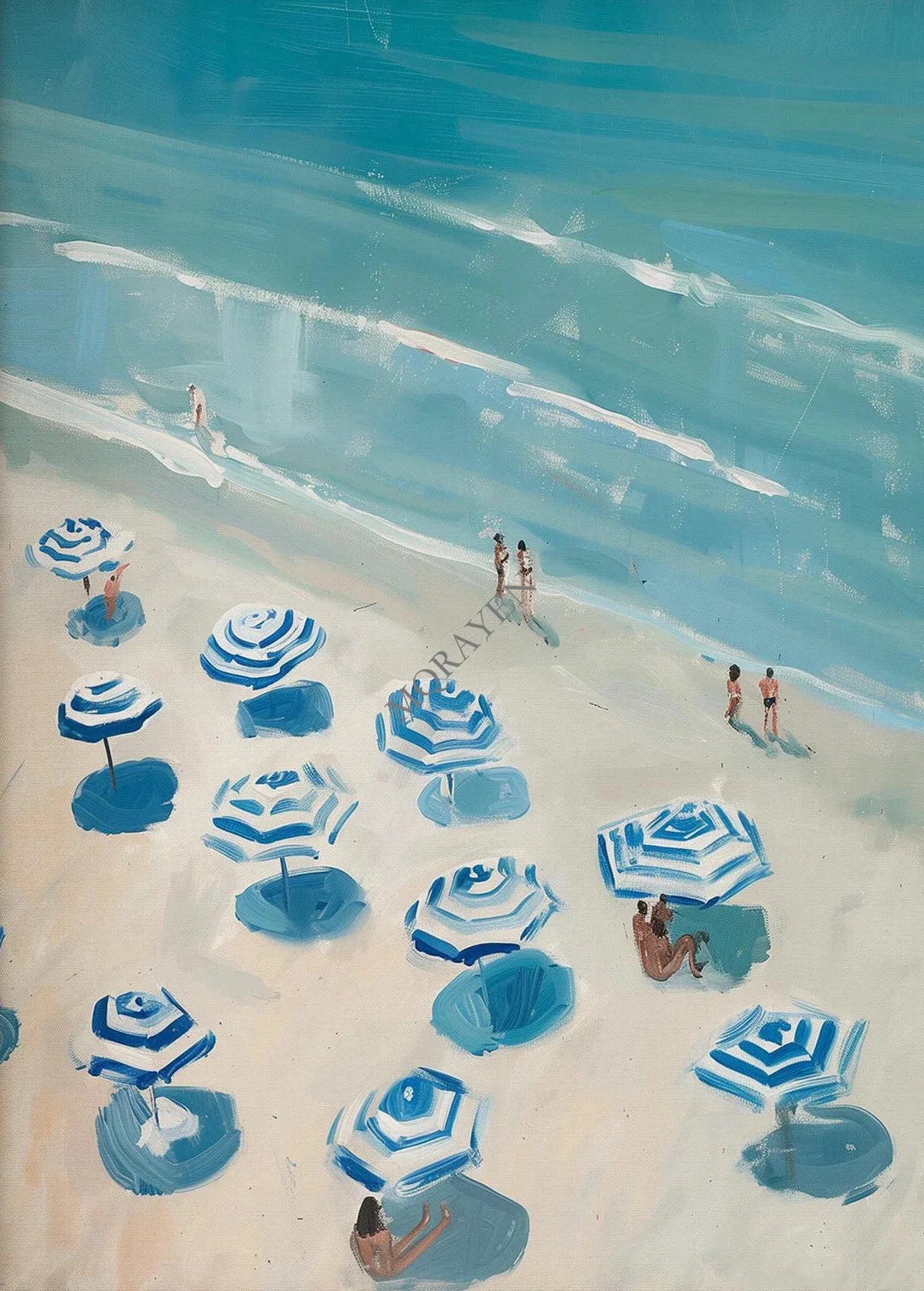 Blue Coastal Canvas Wall Art | Hydrangea Beach Seashell Print