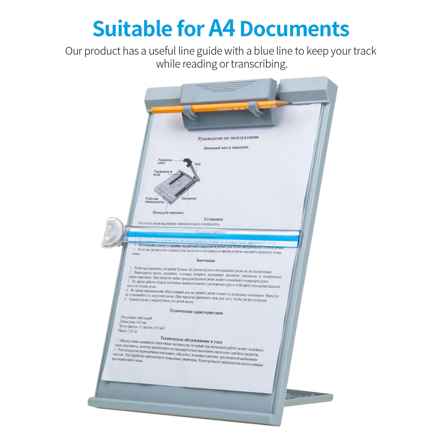 A4 Desktop Document Holder with Adjustable Clip & Line Guide
