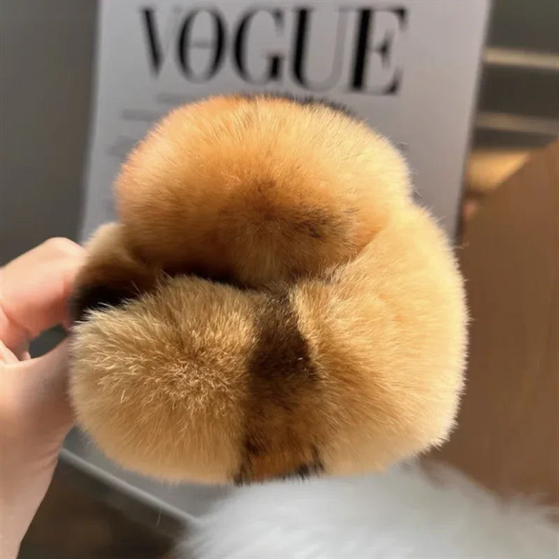 Otter Rabbit Fur Clip Korean Furry Hair Clip Cute Furry Shark Clip Headband Back of The Head Hair Clip Fashionable and Versatile Peaceful Pleasures Health and Wellness S7073-08