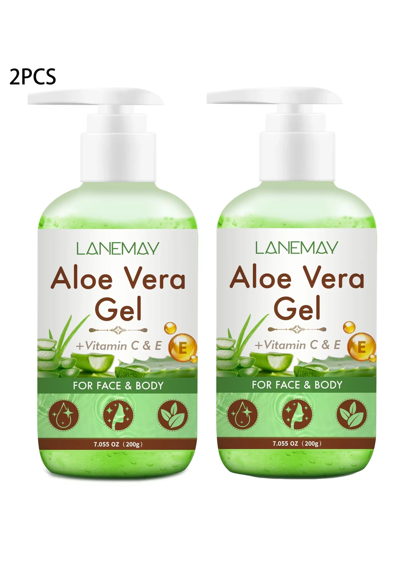 2-Pack Vitamin C & E Aloe Vera Gel – Face & Body Moisturizer