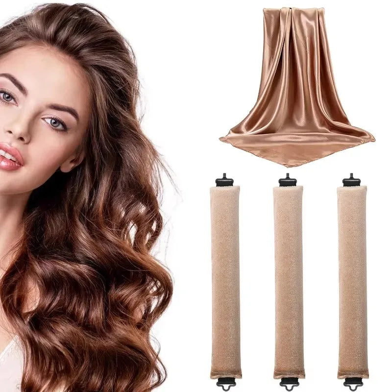 Heatless Hair Curler 27cm Sleep-friendly Heatless Curling Wand 3.5 Diameter Large Wave Curling Wand Peaceful Pleasures Health and Wellness khaki