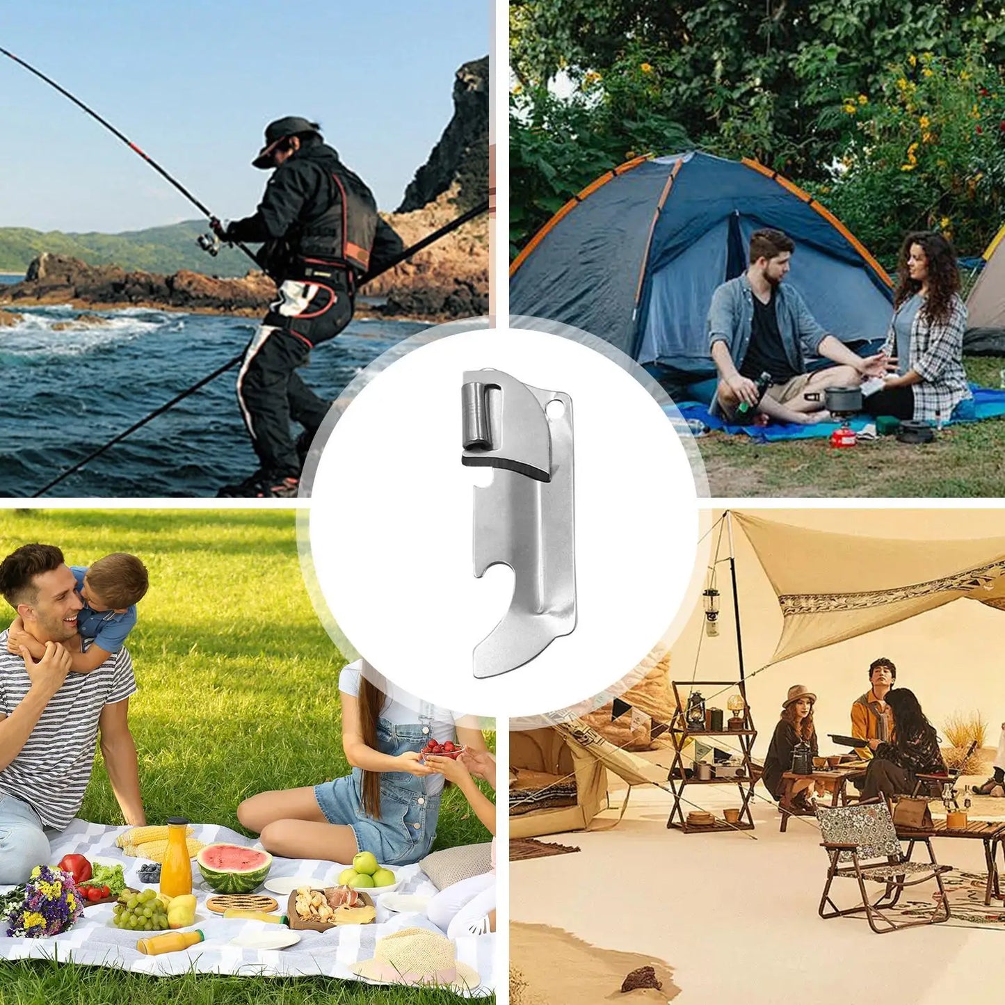 Portable Stainless Steel Can Opener – Safe Cut, Keychain Clip
