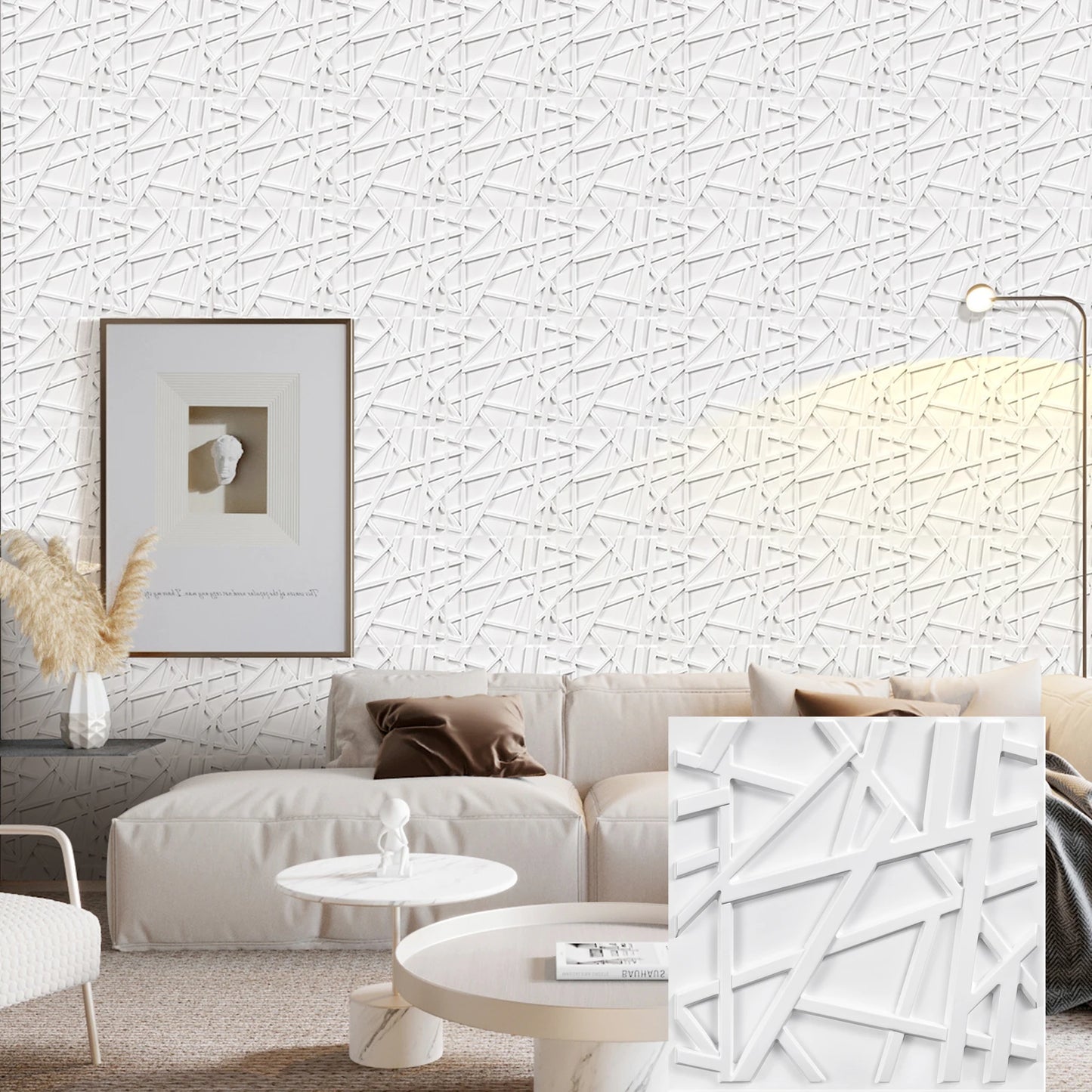 20/30pcs 3D pvc wall panels for indoor wall decoration, for living room hall bedroom hotel office,including tape Peaceful Pleasures Health and Wellness WHITE 30pcs