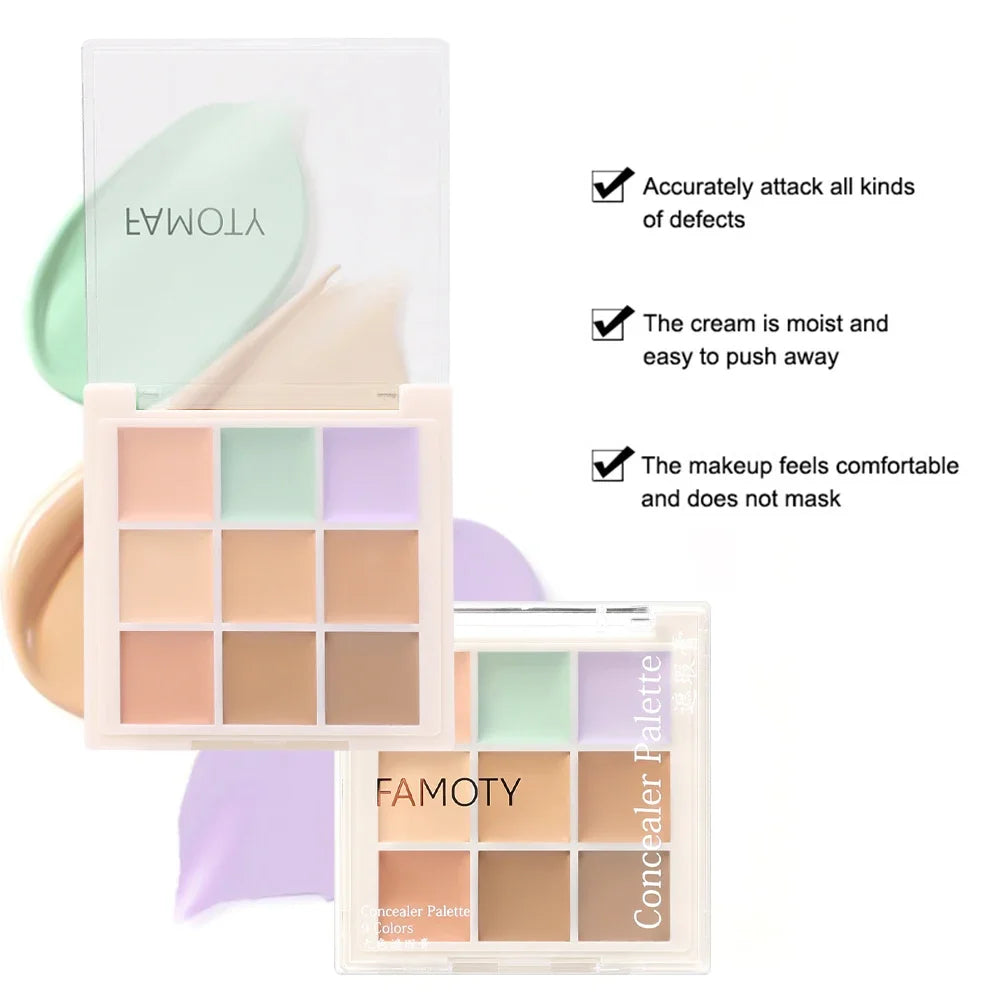 9-Color Concealer Palette – Waterproof Full Coverage Cream