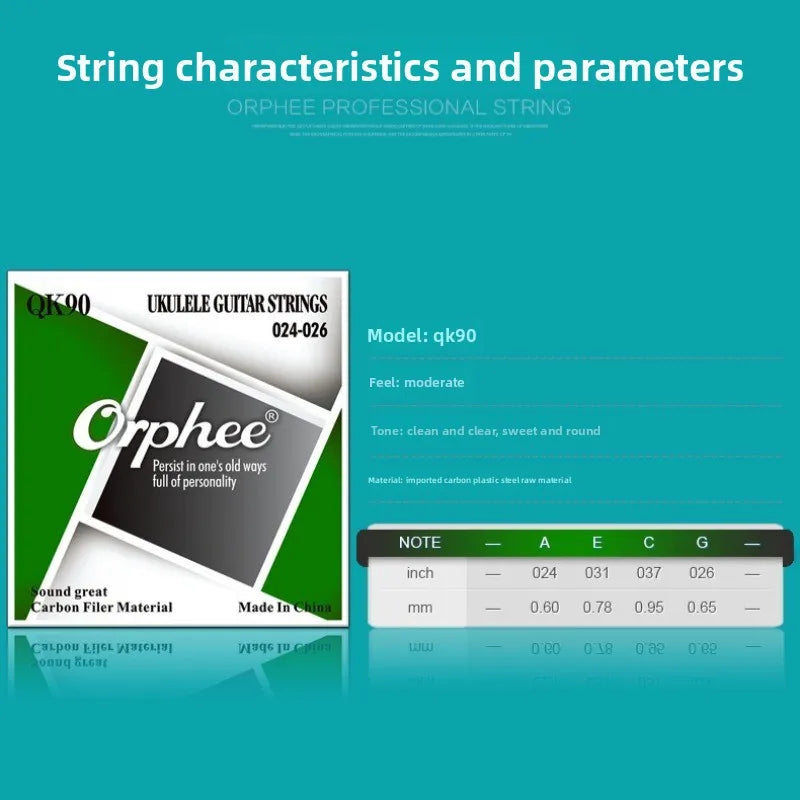 Guitar Accessories Orphee Strings QK-90 Uk Ukulele 1-4 Sets