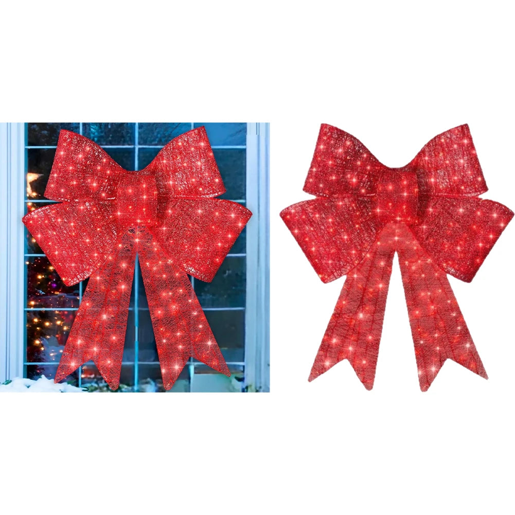 Outdoor Pre-lit XL Christmas Bow LED Lighting Yard Decoration