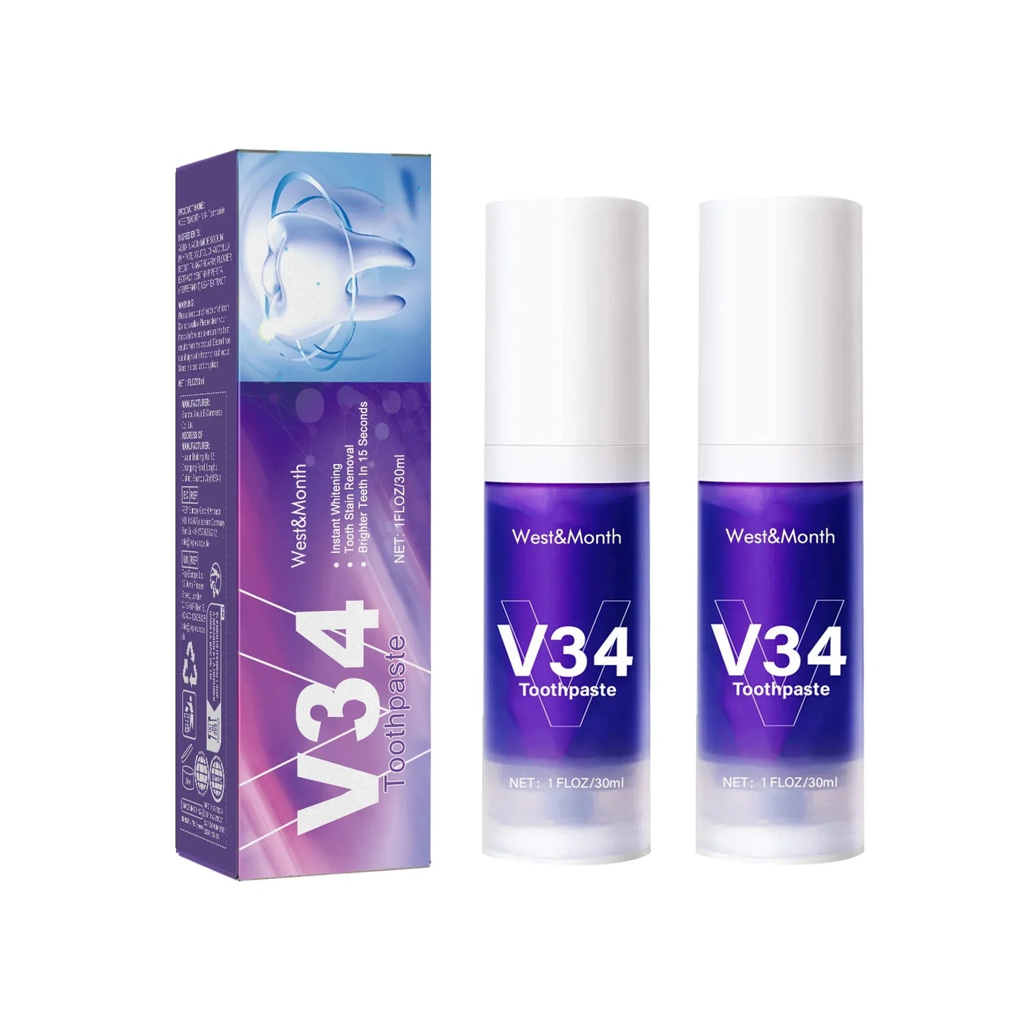 V34 Purple Toothpaste Mousse – Whitening Pump Oral Care