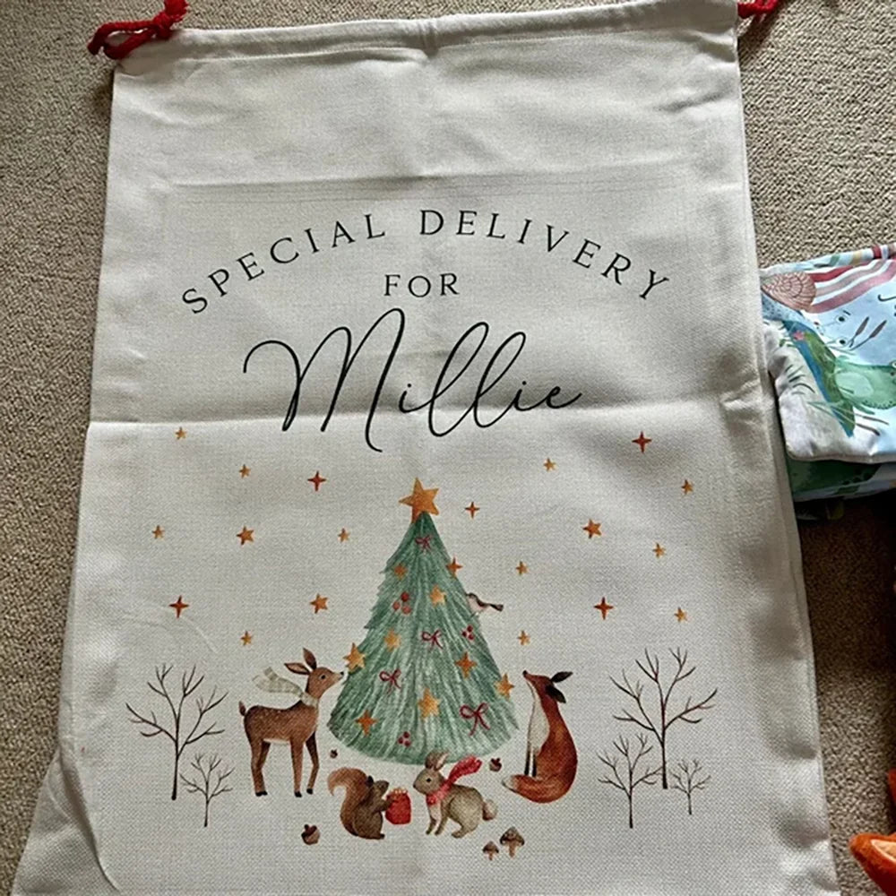 Custom Santa Sack Set 2Pcs | Baby's First Christmas Gift Bag Christmas Gift Sack Peaceful Pleasures Health and Wellness