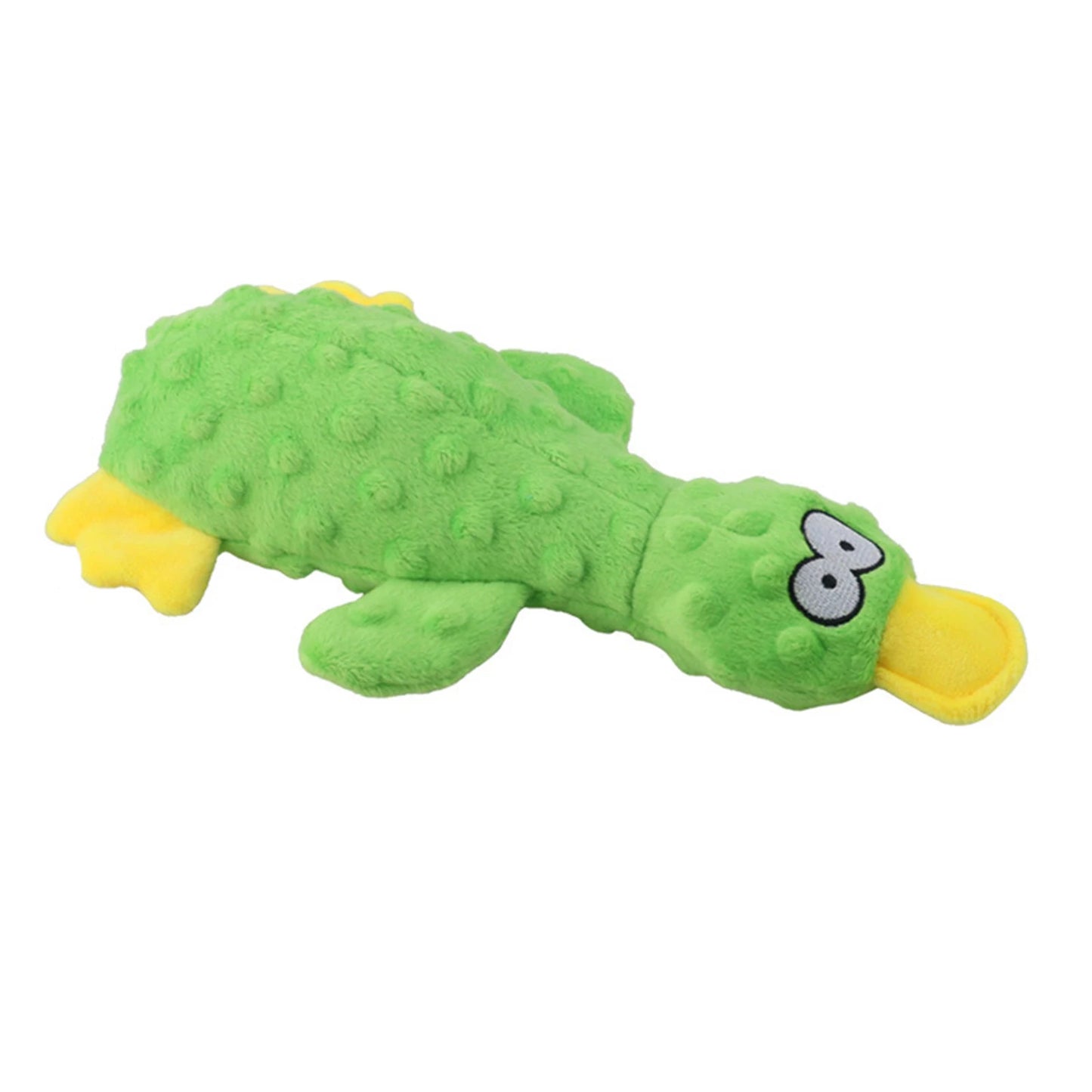 Cute Duck Puppy Teething Interactive Chewing Plush Toy with Built-in Squeaker Plush Animal Dog Toy for Indoor Small Pets Peaceful Pleasures Health and Wellness 1Pcs Green