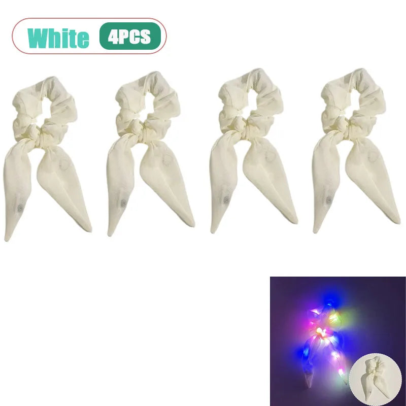 LED Light-Up Bow Scrunchie | Glowing Hair Tie for Parties
