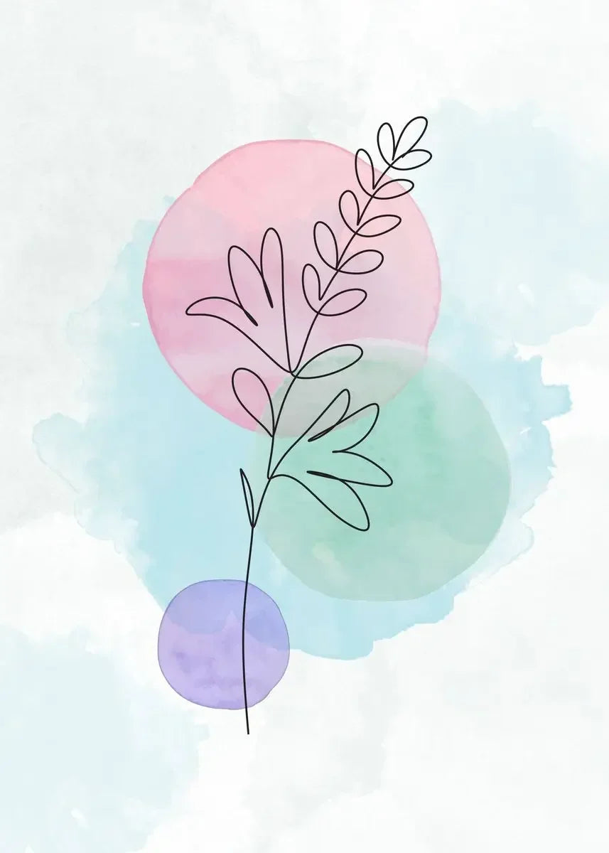 Modern Minimalist Flowers & Grass Canvas Wall Art | Unframed Print