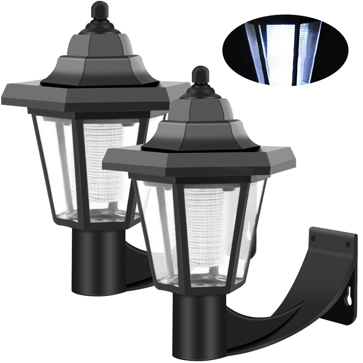 Solar Retro Hexagonal Lantern – Waterproof Garden Wall Light