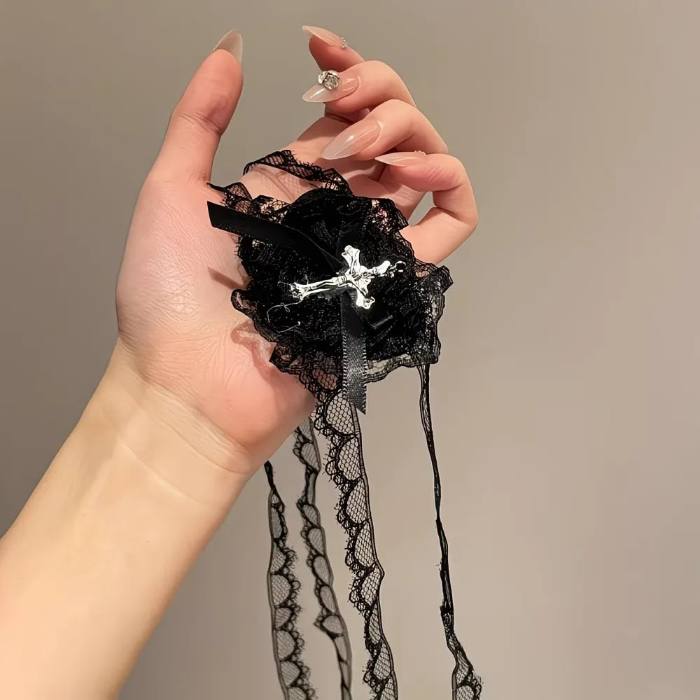 UYEE Beltgothic Lace Heart Thigh Garter Waist Sash Cross Charm Leg