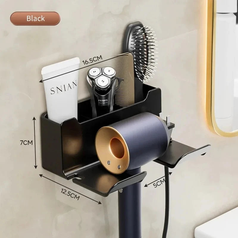 Wall-Mount Hair Dryer Holder & Straightener Stand Organizer