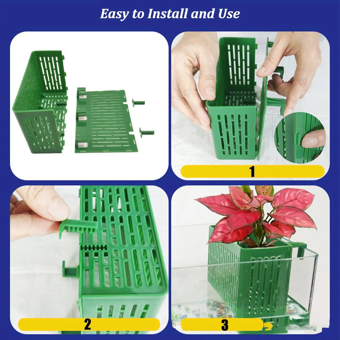Aquarium Plant Holder Basket – Wall Mount Fish Tank Decor 2-Pack