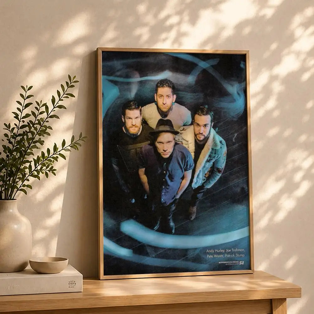 Band F-Fall Out BoyS Poster HD Self Adhesive Waterproof Wall Art Ideal for Home Office Dorm Bedroom Great Gift Peaceful Pleasures Health and Wellness White6 15X20cmNoframe