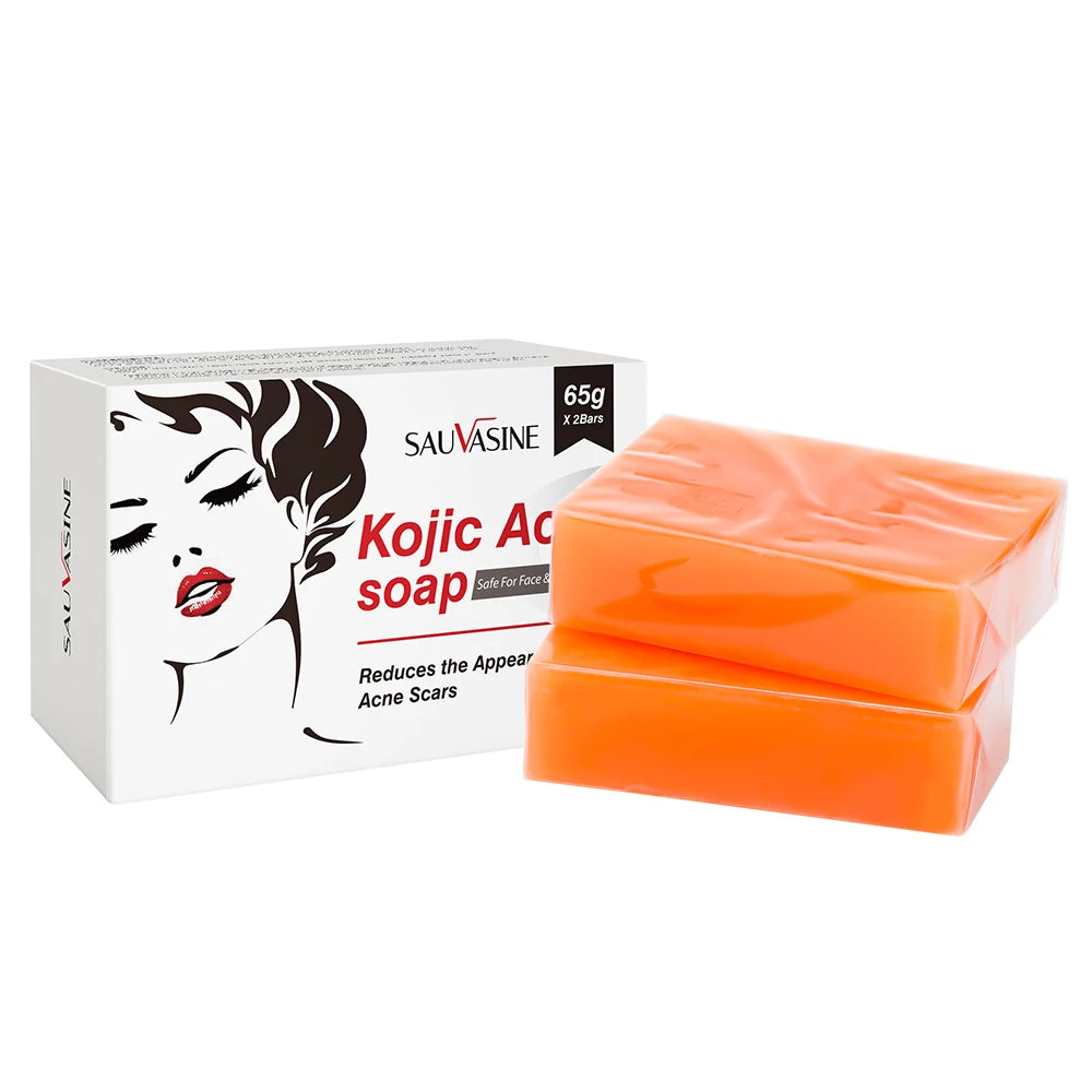 4/2Pcs Natural Soap Bar with Kojic Acid Handmade Brightening Soap for Fades Dark Spots Evens Skin Tone Gentle Cleansing Bath Bar Peaceful Pleasures Health and Wellness 2pcs
