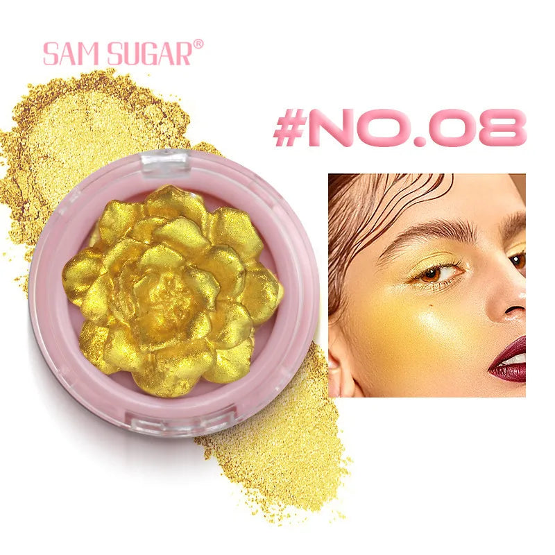 SAM SUGAR 3D Rose Highlighter Palette – Bronzer & Shimmer