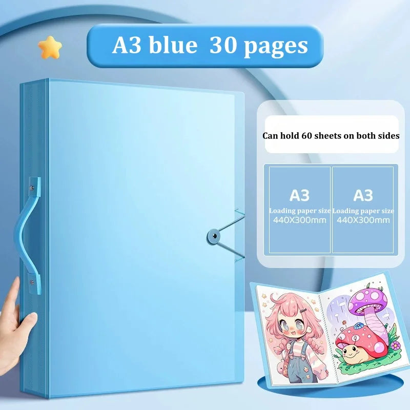 A3 Diamond Painting Storage Book | 30 & 60 Page Clear Folder Art Portfolio Folder Peaceful Pleasures Health and Wellness A3-30Pages Blue