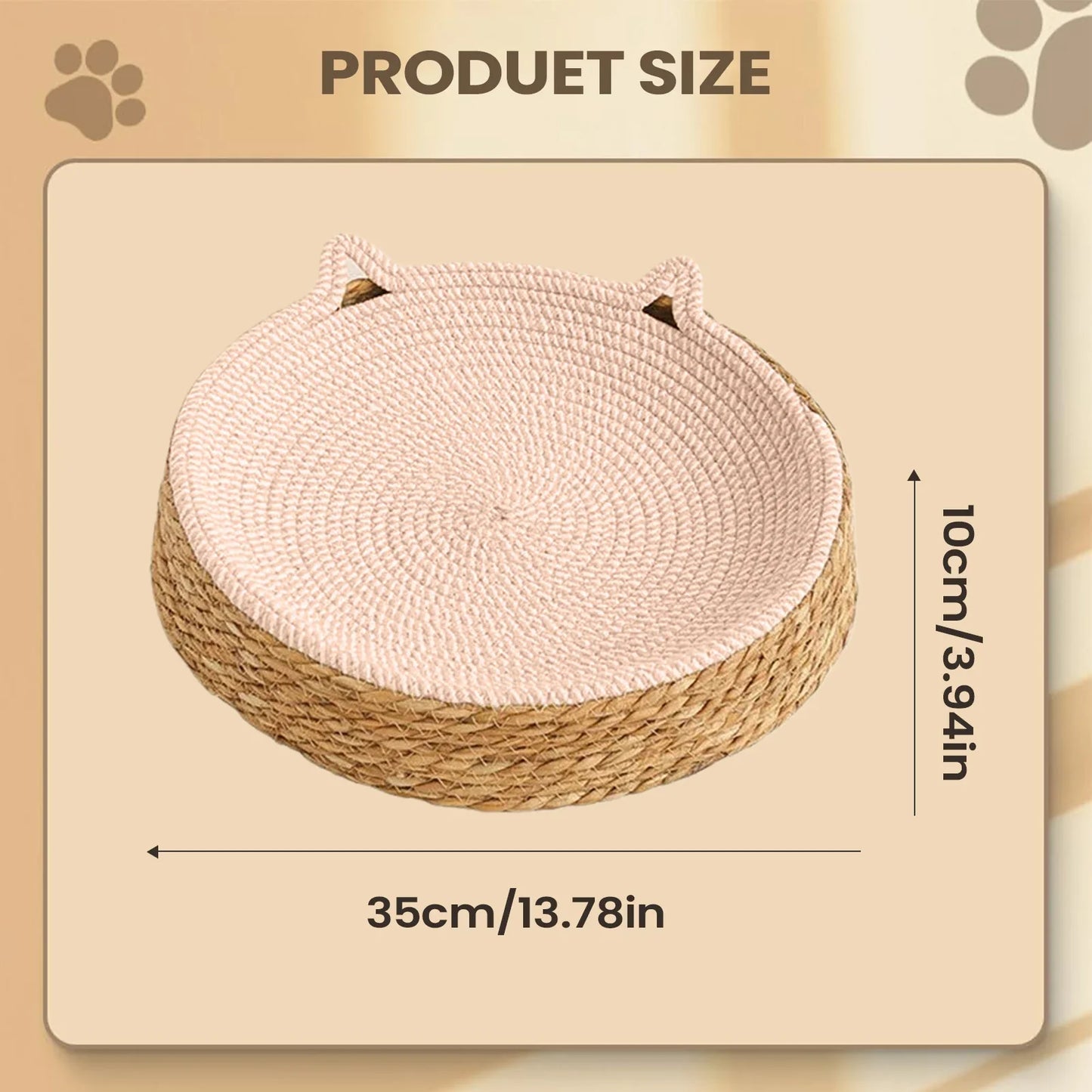 2-in-1 Cat Bed & Scratching Board | Boho Round Cat Scratcher