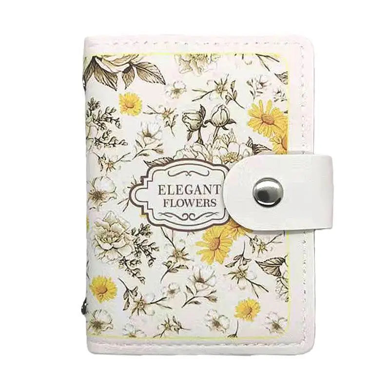 Retro Floral PU Leather Card Holder | Multi-Slot Snap Wallet
