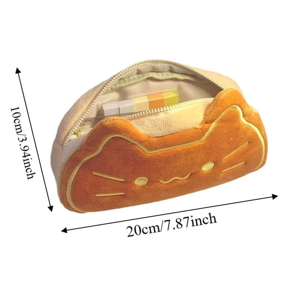 Large Capacity Caramel Cat Pen Case Cute Design Lovely Appearance Cartoon Pen Case Material Kitten Theme Pencil Bag Peaceful Pleasures Health and Wellness