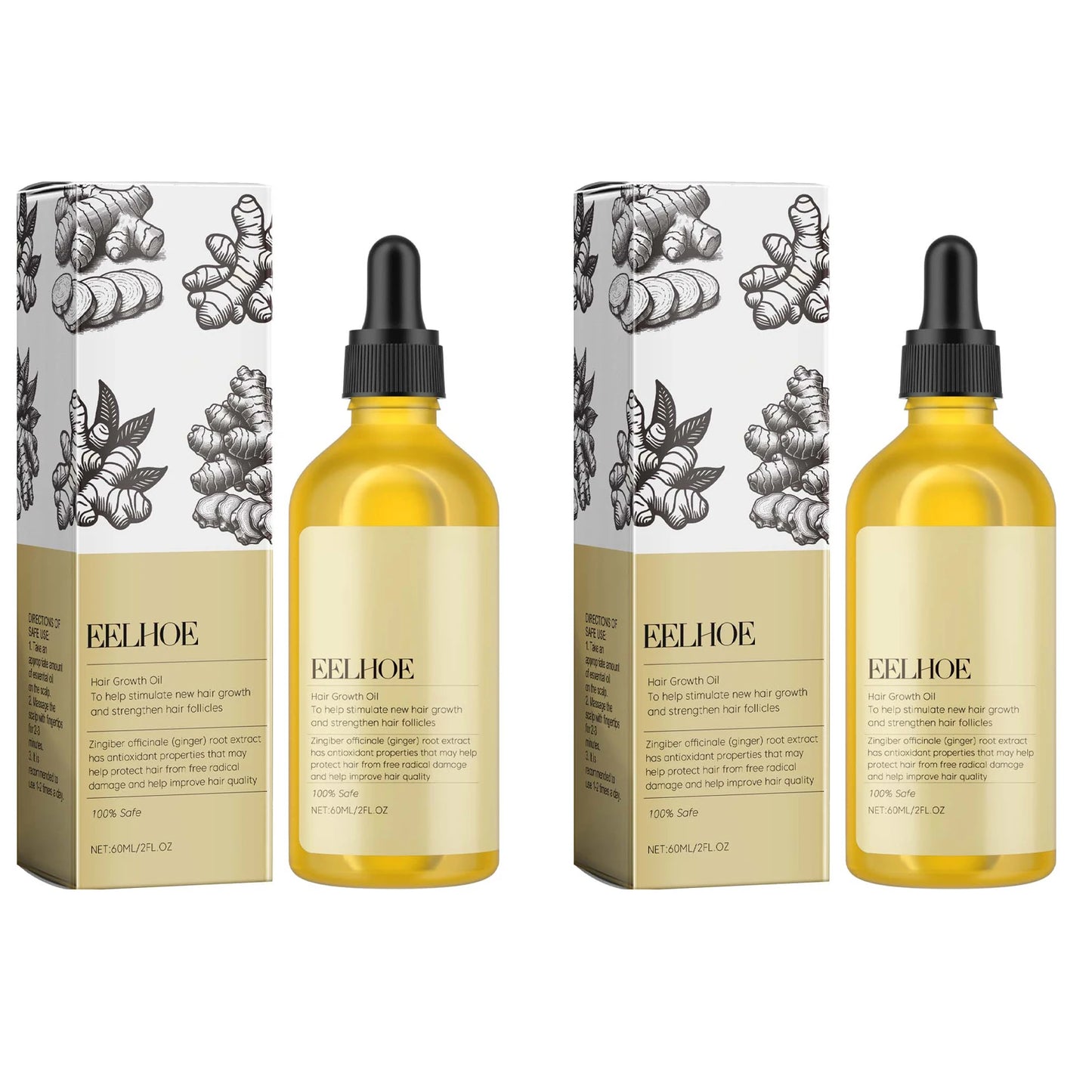 Eelhoe Ginger Hair Oil – Dandruff Relief & Hair Growth 60ml Hair Growth Oil Peaceful Pleasures Health and Wellness 2 x 60ml Boxed