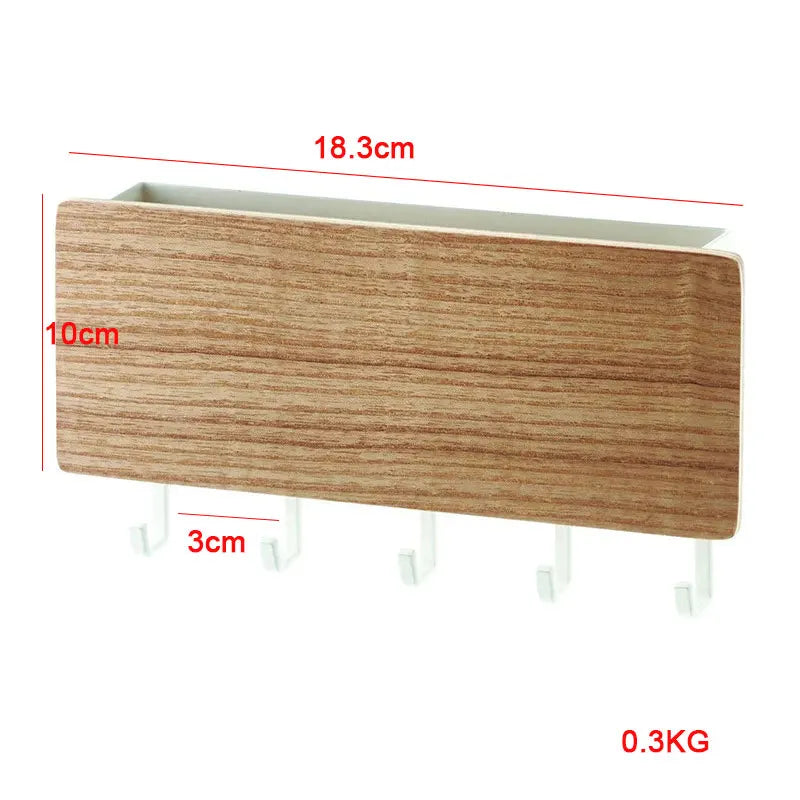 Wall Hanging Bamboo Key Hanger Holder Wall Organizer Rectangle Key Rack Hooks Coat Hooks Home Decoration Coat Hanger Peaceful Pleasures Health and Wellness Khaki