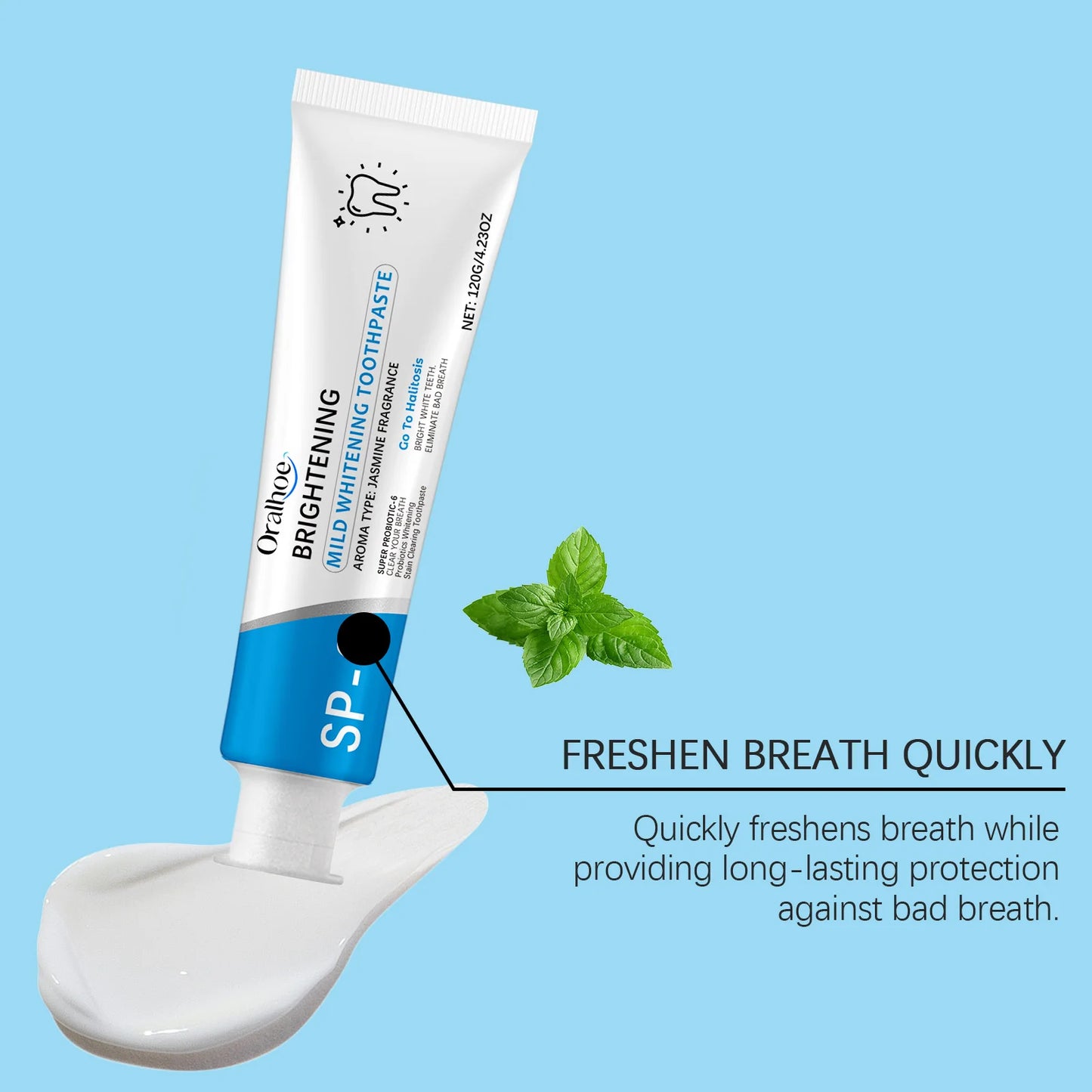 Oralhoe Whitening Toothpaste | Mint, Jasmine & Xylitol 120g