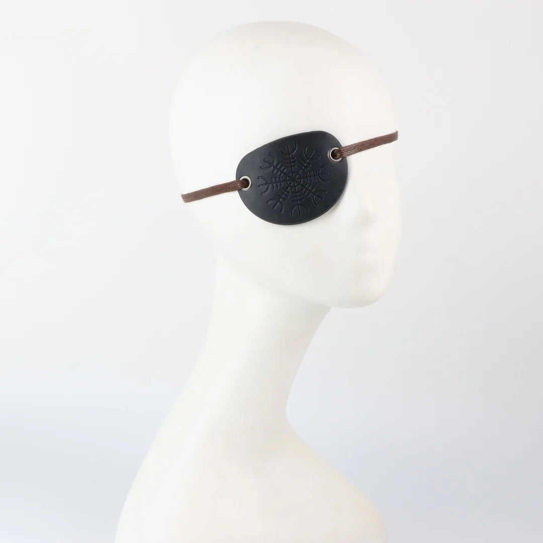 Vintage Faux Leather Pirate Eye Patch Medieval Embossed Mask Viking