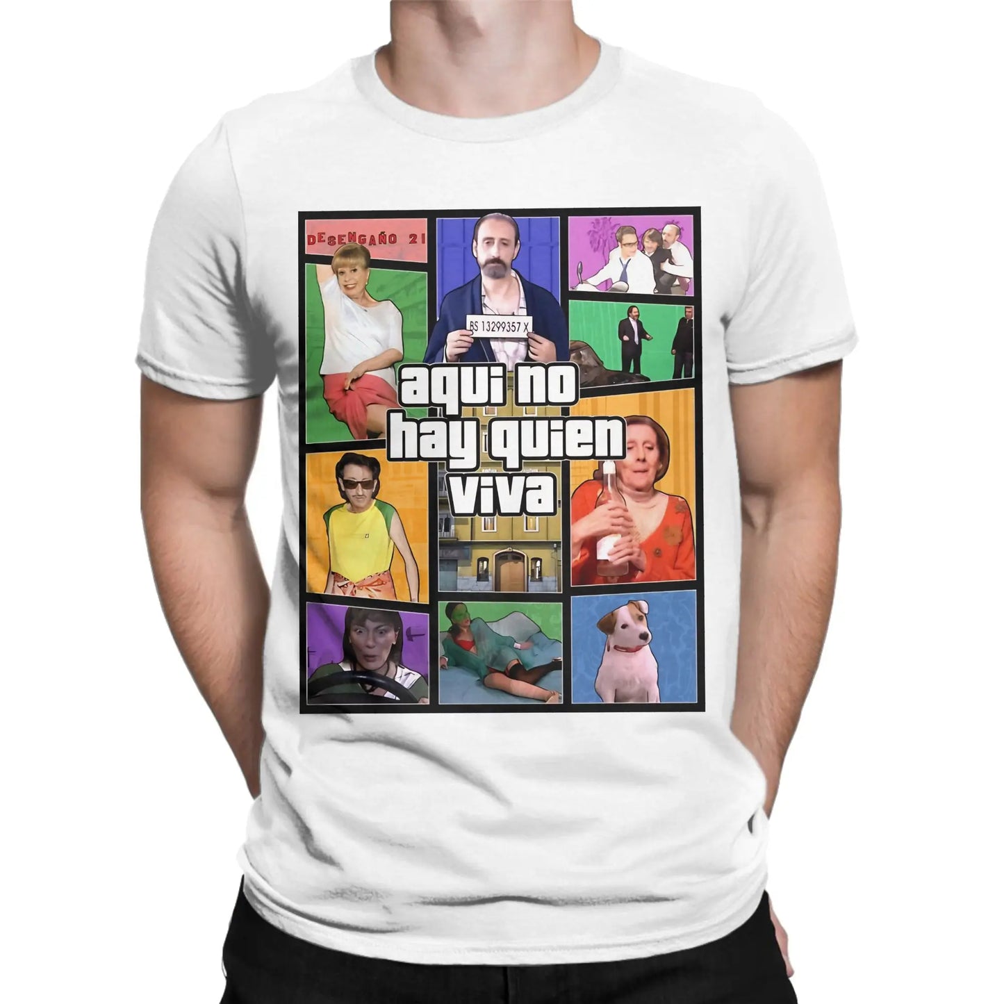 Aquí No Hay Quien Viva Pure Cotton T Shirt For Men Beach Y2K Fun T Shirts O Neck Harajuku Tees Plus Size Pattern Clothes Peaceful Pleasures Health and Wellness