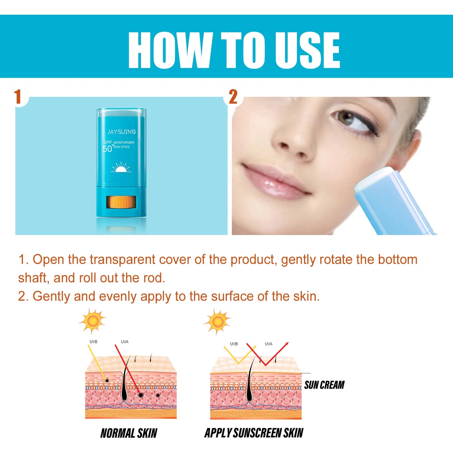 Jaysuing SPF 50+ Sunscreen Stick – UV Protection & Moisturizing